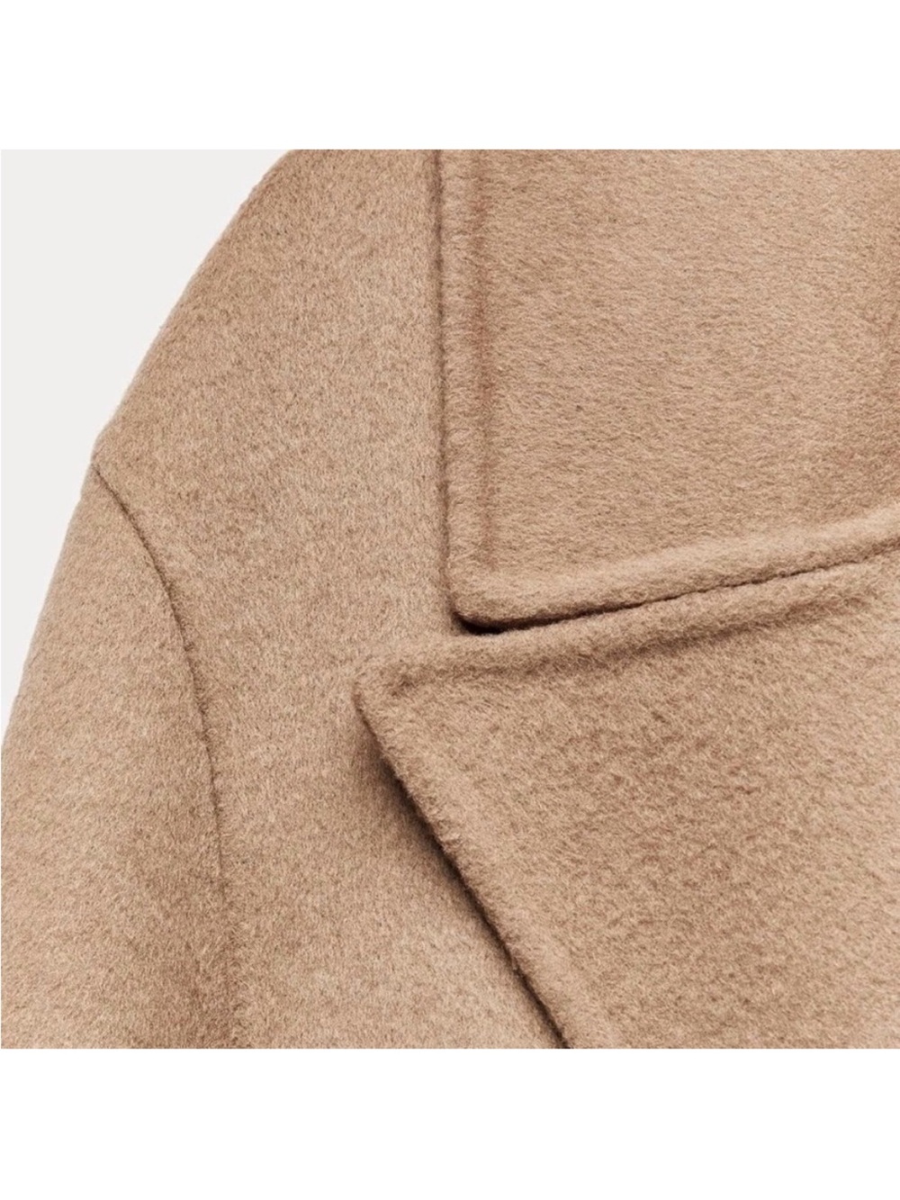 Zara Wool Blend Long Wrap Coat Camel Tan Size S Women’s - Picture 4 of 12